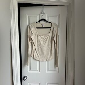 Athleta Cream Long Sleeve Top